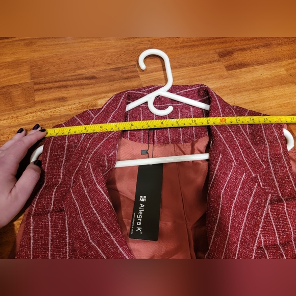 Allegra K Women Notched Lapel Open Front Textured Plaids Tunic Vest XL Red NWT! - Picture 4 of 13